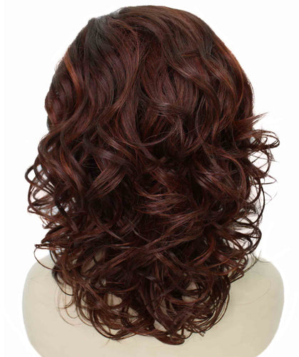 Dark Aurburn with Falme Auburn Foils swiss lace wig