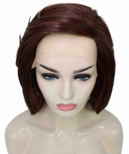 Dark Aurburn with Falme Auburn Foils swiss lace wig