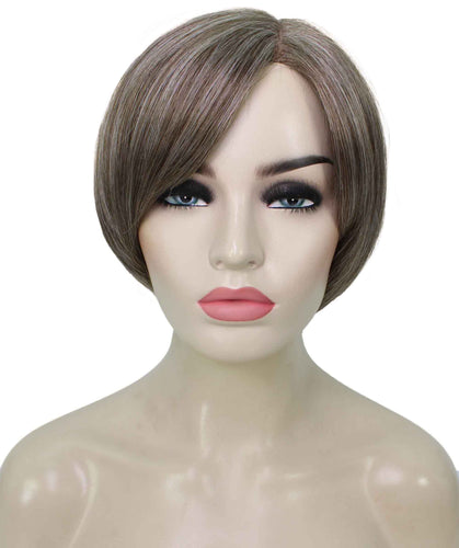 Grey mixed with Light Brown liza wig