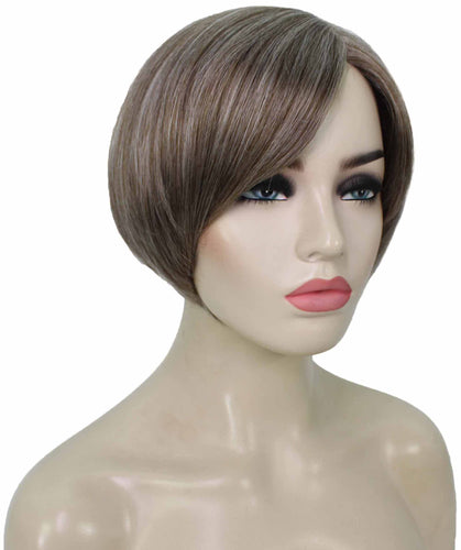 Grey mixed with Light Brown liza wig