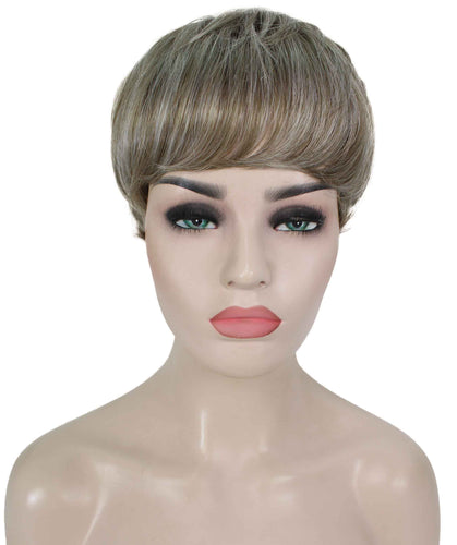 Ash Brown with Silver Grey Frost monofilament wig