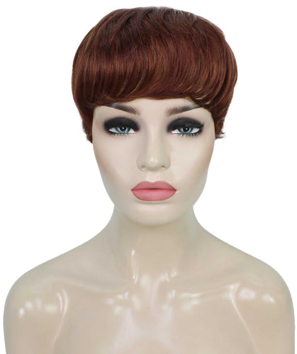 Bright Auburn mixed with Dark Auburn monofilament wig