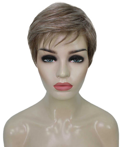 Ash Brown with Silver Grey Frost short pixie cut wigs