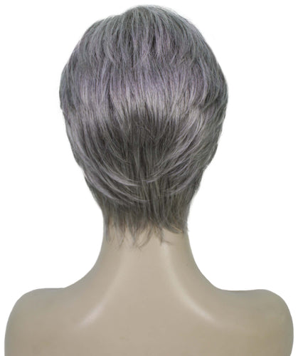 Salt & Pepper Grey with Silver Grey HL Front short pixie cut wigs