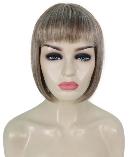 Ash Brown with Silver Grey Frost bob wigs for women