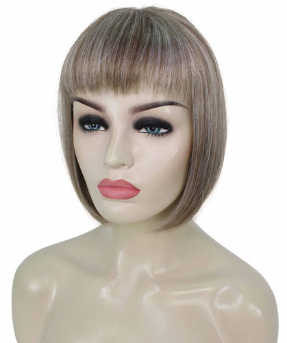 Ash Brown with Silver Grey Frost bob wigs for women