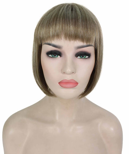 Light Ash Brown with Light Blonde Frost bob wigs for women