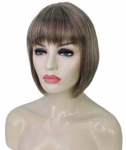 Grey mixed with Light Brown bob wigs for women