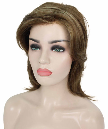 Light Brown with Blonde Highlight Front (Front) short shaggy wigs