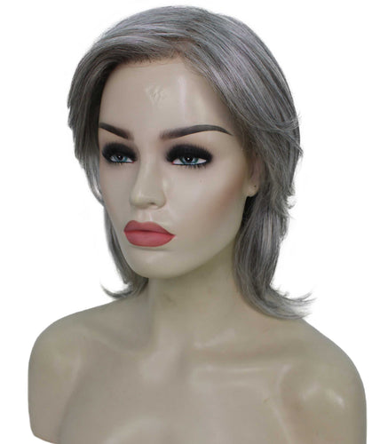 Salt & Pepper Grey with Silver Grey HL Front short shaggy wigs