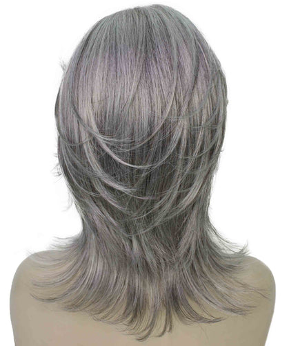 Salt & Pepper Grey with Silver Grey HL Front short shaggy wigs