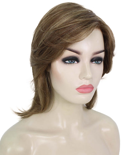 Light Brown with Blonde Highlight Front short shaggy wigs