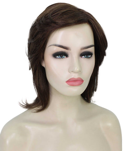 Chestnut Brown with Light Brown Highlight short shaggy wigs