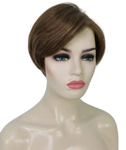 Light Brown with Blonde Highlight Front (Front) Pixie Hair Wig