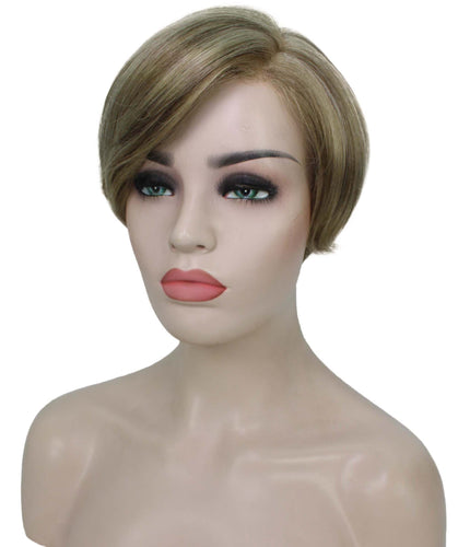 Honey Blonde with Light Brown Highlight Pixie Hair Wig