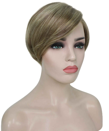 Honey Blonde with Light Brown Highlight Pixie Hair Wig