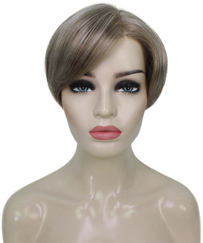 Ash Brown with Silver Grey Frost Pixie Hair Wig