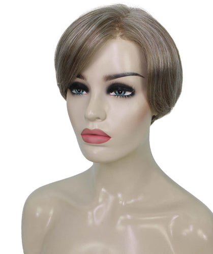 Ash Brown with Silver Grey Frost Pixie Hair Wig