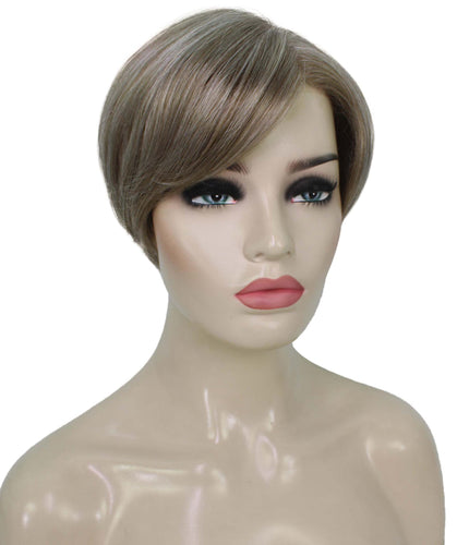 Ash Brown with Silver Grey Frost Pixie Hair Wig