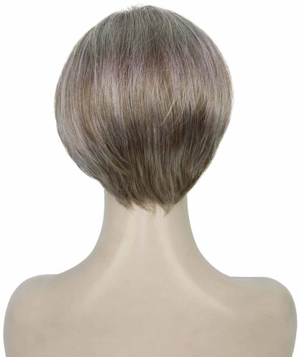 Ash Brown with Silver Grey Frost Pixie Hair Wig