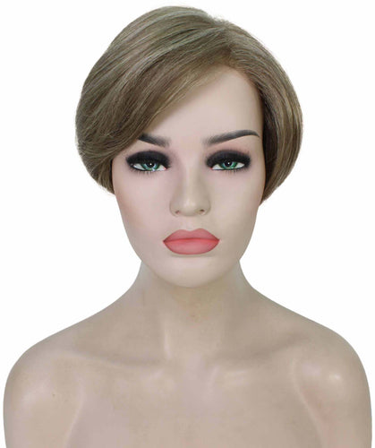 Light Ash Brown with Light Blonde Frost Pixie Hair Wig