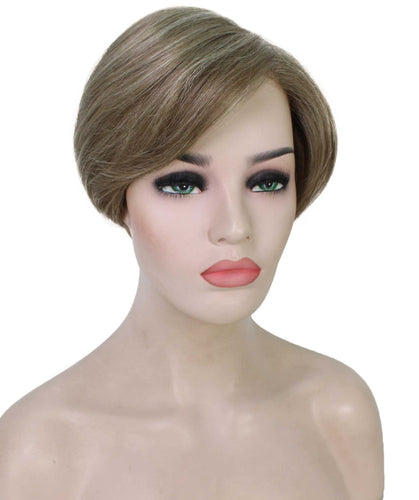 Light Ash Brown with Light Blonde Frost Pixie Hair Wig