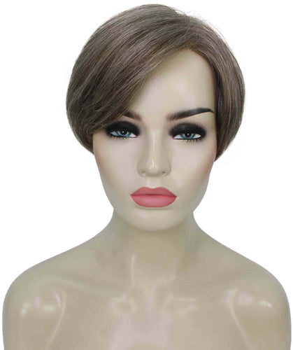 Grey mixed with Light Brown Pixie Hair Wig