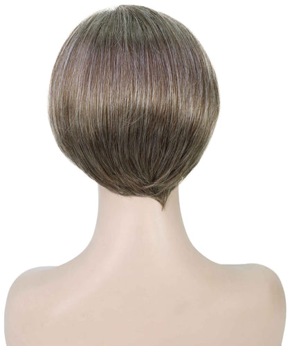 Grey mixed Lt Brn with Slv Grey HL Front Pixie Hair Wig