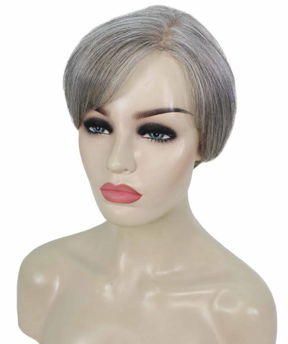 Salt & Pepper Grey with Silver Grey HL Front Pixie Hair Wig