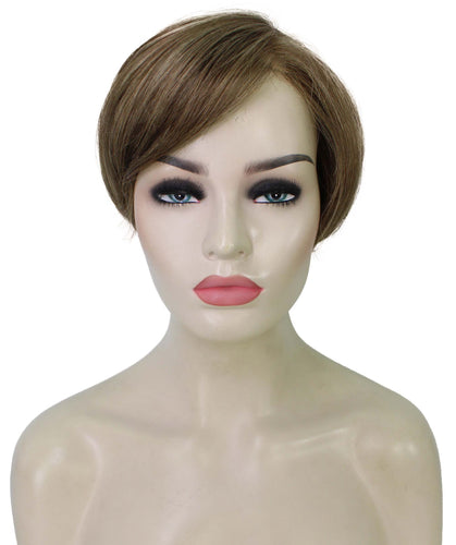 Light Brown with Blonde Highlight Front Pixie Hair Wig