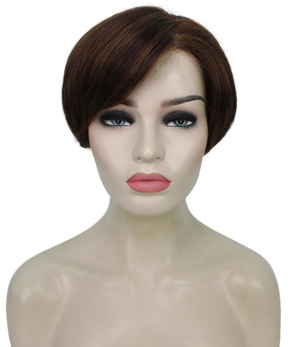 Dark Brown with Auburn highlights Pixie Hair Wig