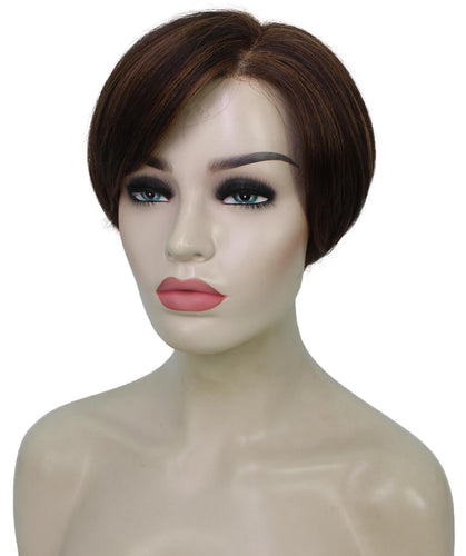 Dark Brown with Auburn highlights Pixie Hair Wig