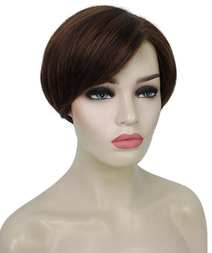 Dark Brown with Auburn highlights Pixie Hair Wig