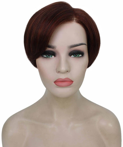 Dark Aurburn with Falme Auburn Highlights Pixie Hair Wig