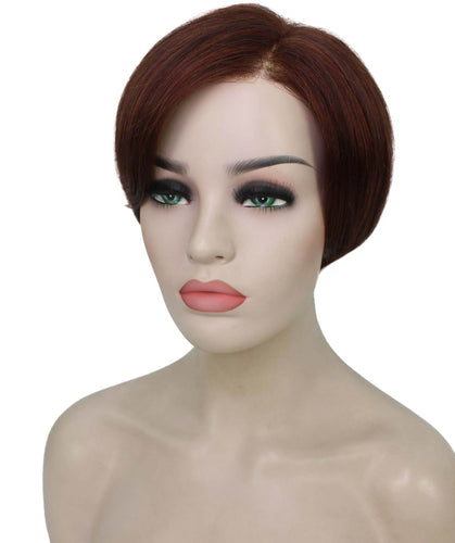 Dark Aurburn with Falme Auburn Highlights Pixie Hair Wig