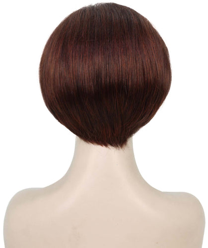 Dark Aurburn with Falme Auburn Highlights Pixie Hair Wig