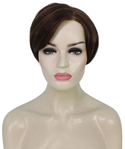 Chestnut Brown with Light Brown Highlight Pixie Hair Wig