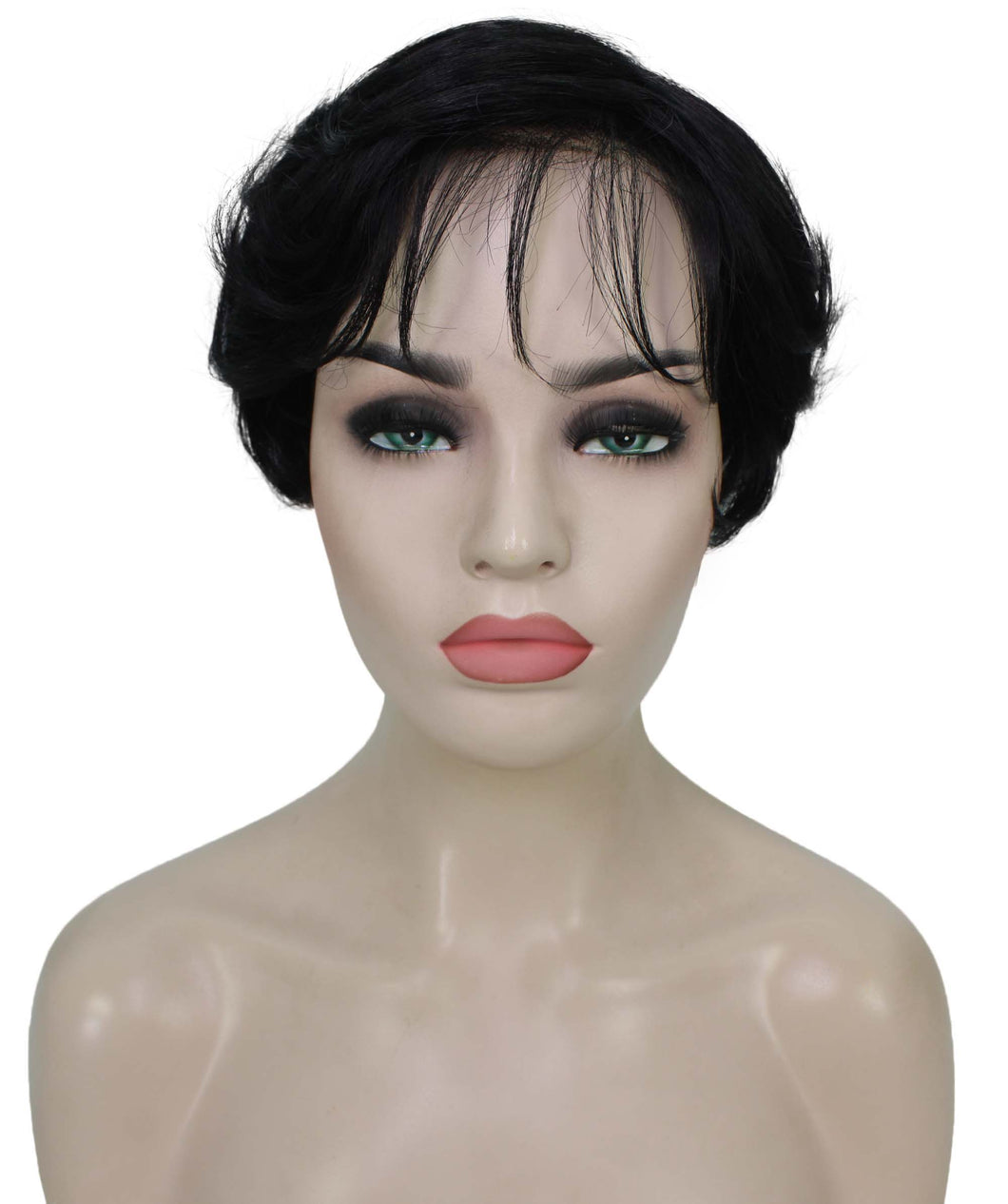 Black short wavy bob wigs