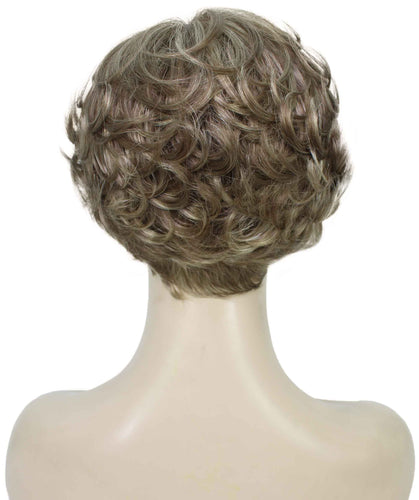 Light Ash Brown with Light Blonde Frost short wavy bob wigs