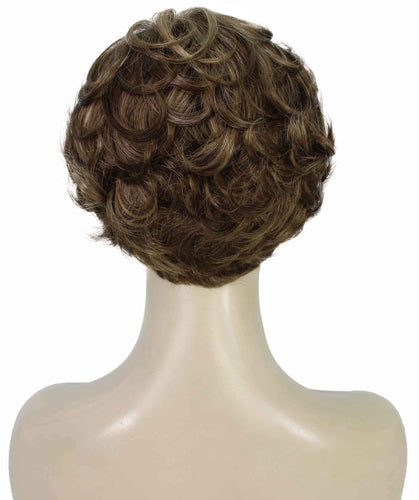 Light Brown with Blonde Highlight Front short wavy bob wigs