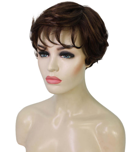  Chestnut Brown with Light Brown Highlight short wavy bob wigs