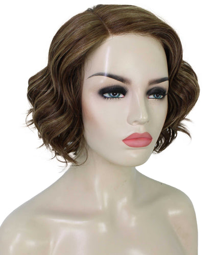 Light Brown with Blonde Highlight Front (Front) monofilament lace front wigs