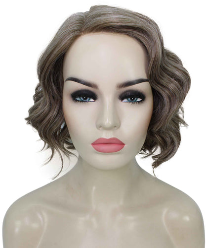 Grey mixed with Light Brown monofilament lace front wigs