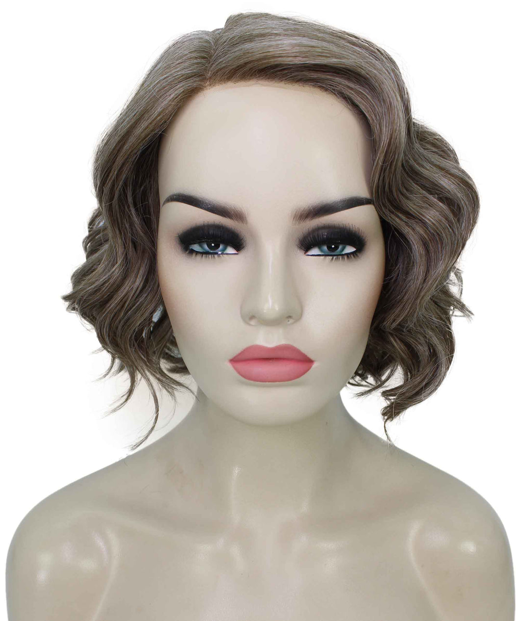 Grey mixed with Light Brown monofilament lace front wigs