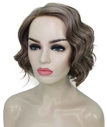 Grey mixed with Light Brown monofilament lace front wigs