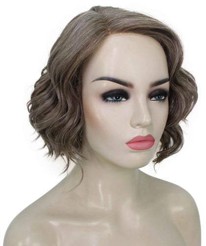 Grey mixed with Light Brown monofilament lace front wigs