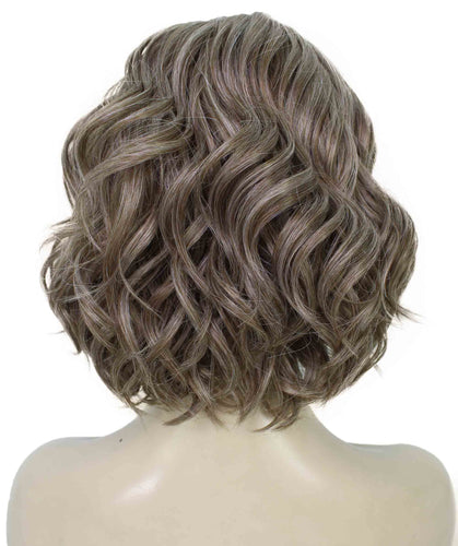 Grey mixed with Light Brown monofilament lace front wigs