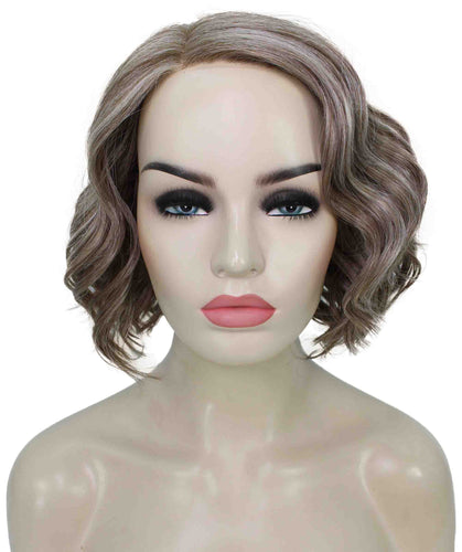 Grey mixed Lt Brn with Slv Grey HL Front monofilament lace front wigs