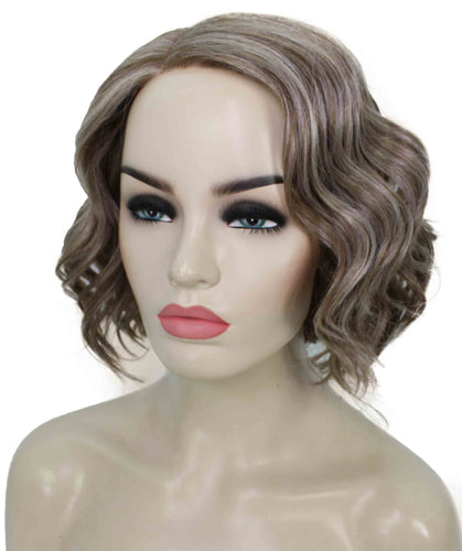 Grey mixed Lt Brn with Slv Grey HL Front monofilament lace front wigs