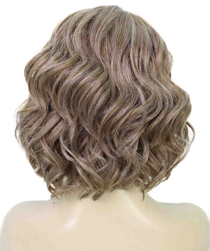 Grey mixed Lt Brn with Slv Grey HL Front monofilament lace front wigs